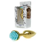 Анальна пробка - Jewellery Gold PLUG ROSE- Light Blue - мініатюра 1