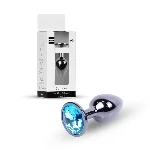 Анальна пробка - Jewellery Dark Silver PLUG- Light Blue - мініатюра 1