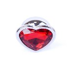 Анальна пробка - Jewellery Silver Heart Plug - Red - мініатюра 2
