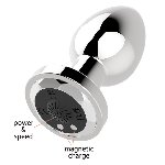 Анальна пробка - Rechargeable Butt Plug Vibrator Silver - мініатюра 5