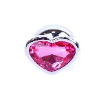 Анальна пробка - Jewellery Silver Heart Plug Pink - мініатюра 4