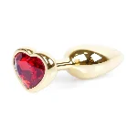Анальна пробка - Jewellery Gold Heart Plug - Red - мініатюра 1