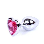 Анальна пробка - Jewellery Silver Heart Plug - Light Pink - мініатюра 1