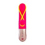 Мінівібратор-кролик зі стимулювальною стрічкою Fun Factory AMORINO pink/neon yellow (м'яте паковання!!!) - мініатюра 3