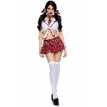 Костюм школярки Leg Avenue Miss Prep School XL, топ, спідниця, краватка, бантики - мініатюра 2