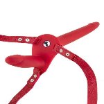 Подвійний страпон з вібрацією Fetish Tentation Vibrating Strap-On Red (м'яте паковання!!!) - мініатюра 3
