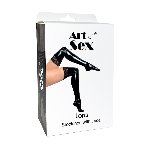 Сексуальні вінілові панчохи Art of Sex - Lora з мереживом, розмір L, з ефектом мокрого оксамиту - мініатюра 3