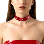 Лакований чокер з шипами Art of Sex - Mistress, колір червоний, розмір S - мініатюра 1