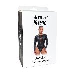 Вінілове боді з рукавами Art of Sex - Jessica, з ефектом голограми, розмір XL - мініатюра 3