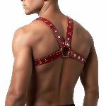 Чоловіча портупея Art of Sex - Spartacus, екошкіра, колір червоний, розмір L-2XL - мініатюра 2