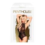 Боді з глибоким декольте та високими трусиками Penthouse - Toxic Powder Black S/M - мініатюра 3