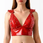 Лакований вініловий ліф з шипами Art of Sex - Mistress, червоний, розмір S - мініатюра 1