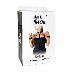 Шкіряна жіноча портупея з наручниками Art of Sex - Ursula чорна XS-2XL - мініатюра 3