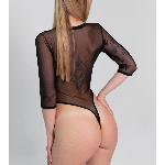 Сексуальне прозоре боді сітка з рукавами Art of Sex - Sheril чорний, L-2XL - мініатюра 3