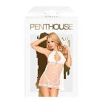 Комплект сорочка у стилі 60-х та трусики з доступом Penthouse - Libido Boost White S/M - мініатюра 3
