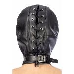 Капюшон для БДСМ зі знімною маскою Fetish Tentation BDSM hood in leatherette with removable mask - мініатюра 2