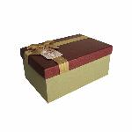 Подарункова коробка з бантом бордово-золота, L — 29,5×22,5×13 см - мініатюра 2