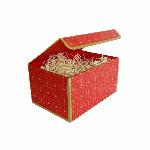 Подарункова коробка червона з золотим геометричним малюнком, L — 25,3×18×13,5 см - мініатюра 2