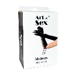 Лаковані рукавички зі шнурівкою Art of Sex - Mistress, чорні з ефектом голограми, розмір S - мініатюра 2