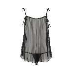 Сорочка прозора бебі дол Passion MELANIA CHEMISE S/M black (м'яте паковання!!!) - мініатюра 5