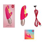 Мінівібратор-кролик зі стимулювальною стрічкою Fun Factory AMORINO pink/neon yellow (м'яте паковання!!!) - мініатюра 5