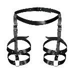 Шкіряні гартери Art of Sex - Melani Leather garters, Чорні L-2XL - мініатюра 1