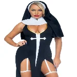 Костюм монашки-грішниці Leg Avenue Sultry Sinner M, сукня, головний убір, комір - мініатюра 1