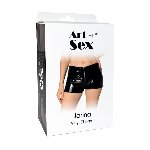 Шортики на блискавці Art of Sex - Jarina, колір чорний, з ефектом мокрого оксамиту, розмір M - мініатюра 3