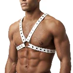 Чоловіча портупея Art of Sex - Spartacus, екошкіра, колір білий, розмір L-2XL - мініатюра 1