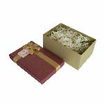 Подарункова коробка з бантом бордово-золота, L — 29,5×22,5×13 см - мініатюра 1