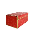 Подарункова коробка червона з золотим геометричним малюнком, L — 25,3×18×13,5 см - мініатюра 1
