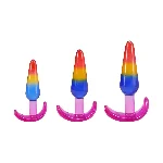 Набір анальних пробок Doc Johnson Crystal Jellies - Anal Trainer Set - Rainbow (м'яте паковання!!!) - мініатюра 1