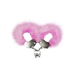 Наручники металеві Adrien Lastic Handcuffs Pink з рожевим пухнастим оздобленням - мініатюра 1