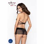Прозора сорочка з відкритою спиною Passion MARESOL CHEMISE XXL/XXXL, black, трусики - мініатюра 3