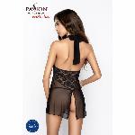 Прозора сорочка приталена Passion TARANEE CHEMISE XXL/XXXL, black, трусики - мініатюра 3