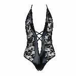 Боді з дуже глибоким декольте Passion DARYL BODY S/M, black - мініатюра 5