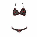 Комплект білизни Passion GIANA BIKINI L/XL, black, напівпрозорі ліф і трусики з бантиками - мініатюра 2