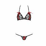 Комплект білизни Passion MELISSA BIKINI S/M, black, ліф зі шнурівкою і трусики стрінги - мініатюра 5
