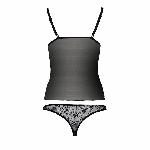 Комплект білизни Passion MELISSA SET S/M, black, ліф-сорочка зі шнурівкою і трусики - мініатюра 6
