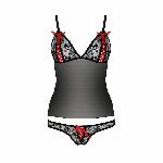 Комплект білизни Passion MELISSA SET XXL/XXXL, black, ліф-сорочка зі шнурівкою і трусики - мініатюра 5