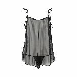 Сорочка прозора бебі-дол Passion MELANIA CHEMISE L/XL, black, трусики, на тонких бретелях - мініатюра 4