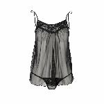 Сорочка прозора бебі дол Passion MELANIA CHEMISE S/M, black, трусики, на тонких бретелях - мініатюра 3