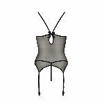 Корсет з пажами Passion MELANIA CORSET S/M, black, трусики, напівпрозорий - мініатюра 6