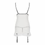 Сорочка прозора з пажами Passion ORIHIME CHEMISE XXL/XXXL, white, трусики, стрепи - мініатюра 4