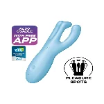 Кліторальний смарт-вібратор Satisfyer Threesome 4 Blue з трьома пальчиками - мініатюра 1