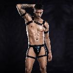 Еротичний комплект для чоловіків труси + портупея One Size Black - мініатюра 3