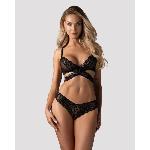 Комплект Obsessive Blomentis 2-pcs set, M/L, мереживний, ліф із зав’язками на спині, трусики-сліпи - мініатюра 3