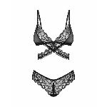 Комплект Obsessive Blomentis 2-pcs set, XS/S, мереживний, ліф із зав’язками на спині, трусики-сліпи - мініатюра 6