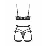 Комплект Obsessive Blomentis 3-pcs set, M/L, м’який ліф, стрінги зі стрепами, пояс із гартерами - мініатюра 5