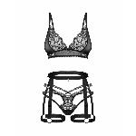 Комплект Obsessive Blomentis 3-pcs set, M/L, м’який ліф, стрінги зі стрепами, пояс із гартерами - мініатюра 6